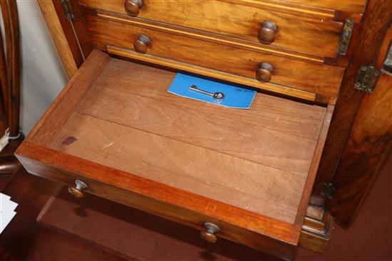 A Victorian walnut table top collectors Wellington chest W.92cm